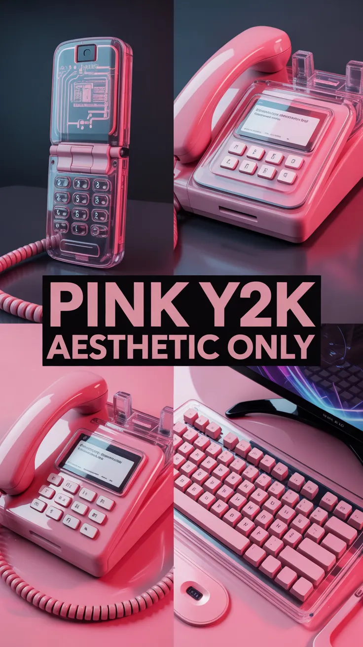 pink aesthetic desk, pink devices, Conair clear phone, XINMENG X75, cute tech