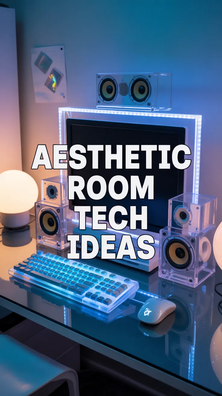 cute tech amazon finds, y2k tech, 2000s electronics, y2k room decor, transparent mechanical keyboard