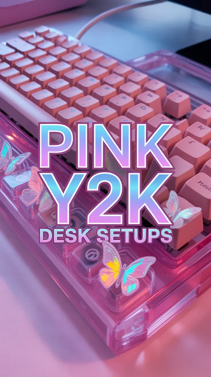 y2k tech, iMac G3 aesthetic, clear mechanical keyboard, y2k room decor, retro desk setup