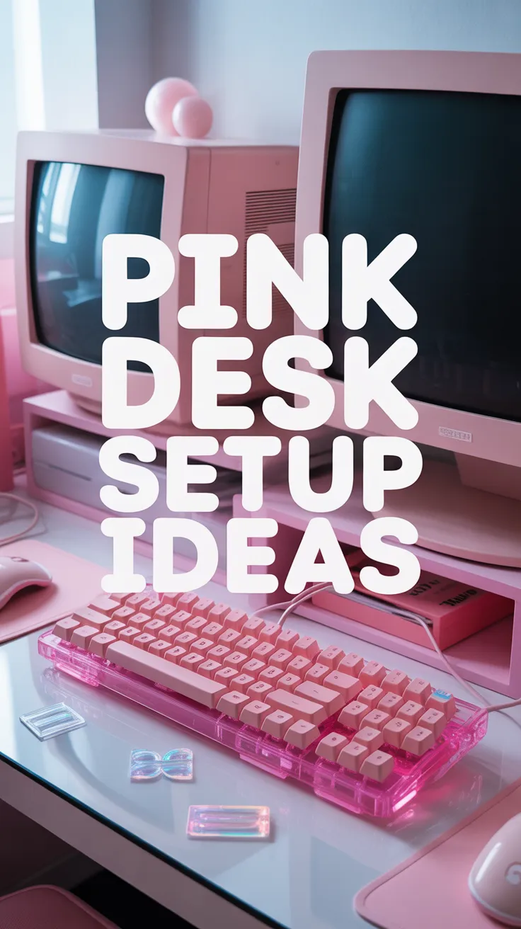 y2k room decor, transparent pink tech, cute tech, pink aesthetic desk, clear pink phone