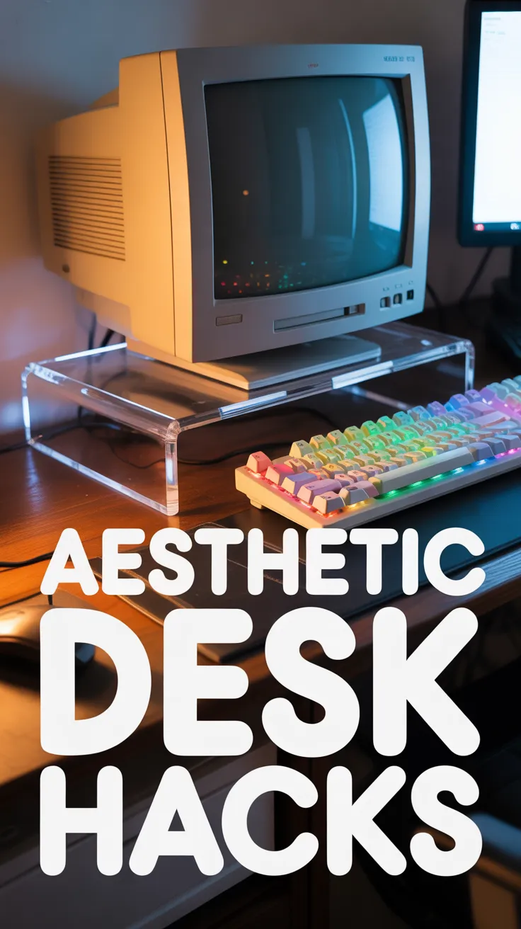 retro desk setup under 100, liquid aqua mouse, clear monitor stand, y2k cyberdeck diy, XINMENG X75